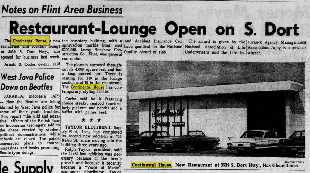 Continental House (The Machine Shop) - Aug 21 1966 Article (newer photo)